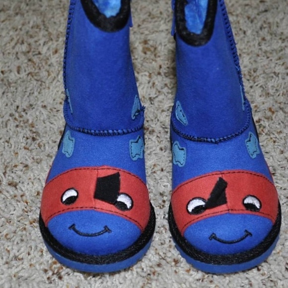 Toddler Winter Boots 7 Dinosaur Blue Fur Lined Pull On Side Zip Jumping Beans - Picture 2 of 4